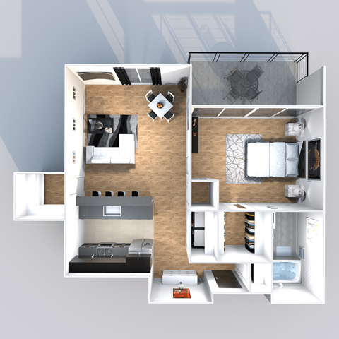 Austin apartment for rent staged floorplan